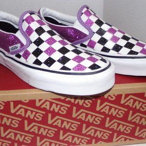 WOMANS VANS SIZE 5 LIKE NEW REAL SWEET SPARKLE PURPLE & BLACK YOUR GOING TO LOVE